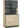 HOMCOM Armoire de cuisine multi-rangement bicolore chêne clair gris