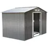 Outsunny Abri de jardin 2,77L x 1,91l x 1,92H m fondation incluse porte coulissante ventilations tôle acier gris 31GY 277x191x192cm Gris