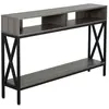 Table Console d'Entrée Industriel - HOMCOM - Bois Gris - Multi-rangeme...