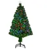 HOMCOM Sapin de Noël Artificiel Lumineux 120H cm Fibre Optique LED Multicolore + Support Pied 130 Branches étoile Sommet