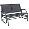 Outsunny Banc à bascule de jardin design contemporain grand confort accoudoirs assise et dossier ergonomique acier textilène noir 123L x 7...