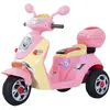 HOMCOM Moto scooter électrique pour enfants 6 V env. 3 Km/h 3 roues et topcase effet lumineux et sonore rose
