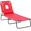 Outsunny - chaise longue - Acier - 187x58x36cm - Rouge