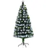 HOMCOM Sapin de Noël Artificiel Lumineux 120H cm Fibre Optique LED + 20 Ampoules + Support Pied 130 Branches étoile Sommet