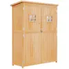 HOMCOM Abri de jardin armoire de jardin remise pour outils sur pied dim. 128L x 50l x 164H cm 2 étagères 2 portes 2 fenêtres toit bitumé