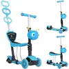 HOMCOM Trottinette pour enfants trottinette 3 roues évolutive 3 en 1 hauteur guidon réglable canne telescopique selle dossier amovible