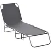Outsunny Bain De Soleil Transat Pliable Dossier Réglable Multiposition...