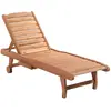 Outsunny Bain de soleil transat style colonial dossier réglable 3 positions roulettes tablette support bois sapin pré-huilé