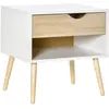 Homcom Chevet Design Scandinave Avec Niche Blanc Aspect Chêne Clair