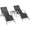Outsunny - lot de 2 bains de soleil - Métal - 169x59x66cm - Gris foncé