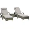 Outsunny - lot de 2 transat - Résine tressée - 200x73x103cm - Gris