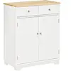 HOMCOM Buffet multi-rangement 2 portes avec étagère réglable 2 tiroirs coulissants MDF plateau bois d'hévéa 68x40x85cm Blanc