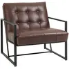 Homcom Fauteuil Lounge Métal Noir Revêtement Synthétique Marron
