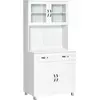 Homcom Buffet Haut Contemporain 4 Portes Grand Tiroir Et Niche Blanc