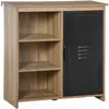 HOMCOM Buffet design industriel 3 niches placard panneaux particules aspect bois veinage porte métal noir