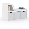 IDMARKET Bibliothèque banc OSCAR 4 cases avec coussins gris et bacs ti...