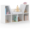 IDMARKET Bibliothèque banc OSCAR 6 cases avec coussins gris 102 cm bla...