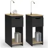 IDMARKET Lot de 2 tables de chevet ANOUK 1 tiroir avec niche noir et bois