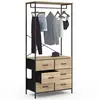 IDMARKET Dressing penderie utah avec 6 bacs en tissu bois et noir design industriel