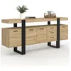IDMARKET Buffet 180 cm PHOENIX XXL 4 portes et 3 tiroirs bois et noir