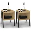 IDMARKET Lot de 2 tables de chevet DALAT 1 niche bois et pieds métal n...