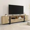 IDMARKET Meuble TV 200 cm PHOENIX 2 portes 2 tiroirs bois et noir