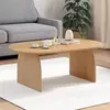 IDMarket Table Basse Ovale Edith Pied Central Bois Effet Hêtre 110 Cm