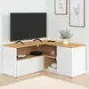 IDMarket Meuble Tv 90 X 90 Cm D'angle Baltazar Façon Hêtre Et Blanc