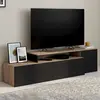 IDMarket Meuble TV 140-180 cm modulable d'angle BASILE rotatif bois et...