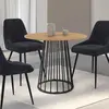 IDMARKET Table à manger ronde YUNA 4 personnes plateau bois et pied fi...