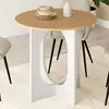 IDMARKET Table à manger fixe ronde ALOISE 4 personnes pied arc blanc e...