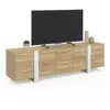 IDMARKET Meuble TV 180 cm PHOENIX 4 portes + 2 tiroirs bois et blanc