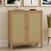 IDMARKET Buffet dappoint vintage 2 portes 70 cm HANAE effet naturel ca...