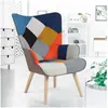 IDMARKET ID MARKET - Fauteuil scandinave IVAR en tissu patchwork multi...