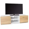 Idmarket - Meuble tv 113 cm eli blanc portes façon hêtre
