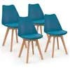 IDMarket Lot De 4 Chaises Sara Bleu Canard Pour Salle À Manger