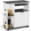 IDMARKET Desserte de cuisine COSI bois blanc et plateau gris L.76 CM
