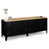 IDMARKET Buffet bas ESTER 4 portes métal noir et plateau bois 140 cm design industriel