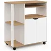 IDMARKET Desserte de cuisine COSI bois blanc et plateaux façon hêtre L.76 CM
