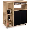 IDMARKET Desserte De Cuisine Cosi Bois Façon Hêtre Et Portes Noires L.76 Cm