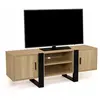 IDMarket Meuble Tv Phoenix Xl 2 Portes Bois Et Noir 140 Cm