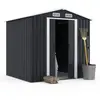 IDMARKET Abri de jardin 3,7M² gris en acier galvanisé avec base
