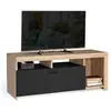 IDMARKET Meuble TV MALO bois et placard noir 110 cm