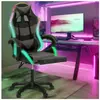 IDMARKET Fauteuil de gaming LED LUC avec repose-pied, coussin de tête et support lombaire noir et gris
