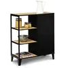 IDMARKET Buffet d'appoint ESTER 3 étagères et placard métal noir plate...