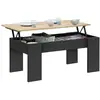 IDMARKET Table basse plateau relevable rectangulaire TARA bois noir et...