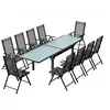 CONCEPT USINE BRESCIA - salon de jardin 10 places extensible en aluminium gris