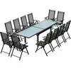 CONCEPT USINE BRESCIA - salon de jardin 12 places extensible en aluminium gris