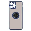 Avizar Coque pour IPhone 11 Pro Max Bi-matière Bague Métallique Support Vidéo Bleu Nuit