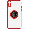 AVIZAR Coque iPhone XR Bi-matière Bague Métallique Support rouge Rouge